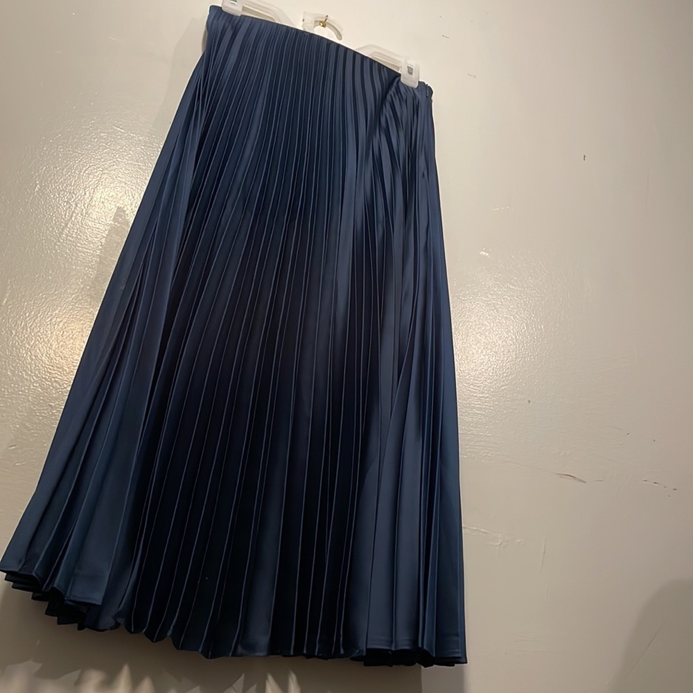 Zara usa | Elegant Full Length Fanfold Skirt, Night Time Blue sz Med